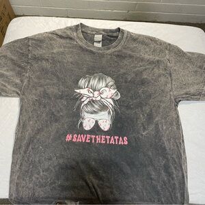 Save the Tatas Breast Cancer Awareness Graphic TShirt Pink Girl Logo Acid Gray M